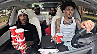 Driving super Crazy While Jazz Hold 100 Cups Of Ice Water!
