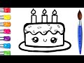 Como desenhar um Bolo de aniversário| Desenhos para desenhar| vídeo de desenhar