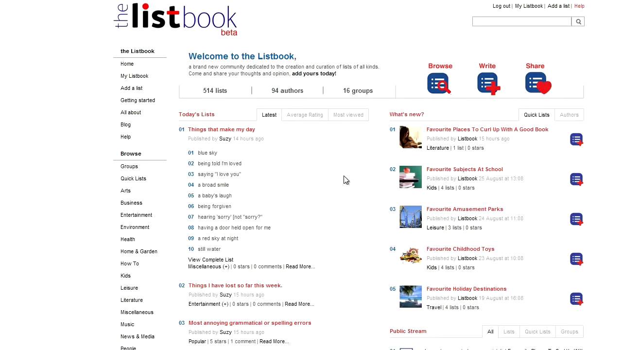 The Listbook Quick List Competition