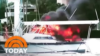 Officers Save Man From Burning Boat In Florida