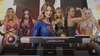 WWE 2K24 Supergirl VS Steph, Xia, Scarlett, Tiffany, Carmella Ladder Match WWE Women's 24/7 Tittle