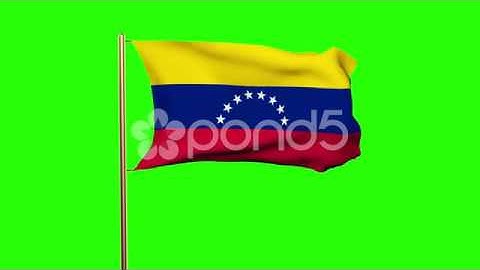 Venezuela Flag Waving In The Wind. Green Screen, Alpha Matte. Loopable Animation