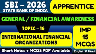 International Financial Organizations MCQS | SBI Apprentice 2026 General Financial Awareness PDF