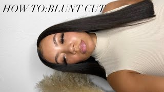 LONG BLUNT CUT WIG SUPER EASY INSTALL + HUGE GIVEAWAY | FT. Arabella Hair