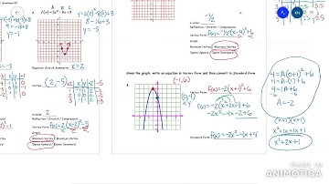 Algebra 2 Graphing Quadratics in Standard Form