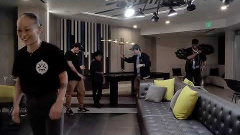 Robot NPC animation dance queue line with Chibi, Boppin Andre, Keumsae, Bbotics, and Dr. Robotmik