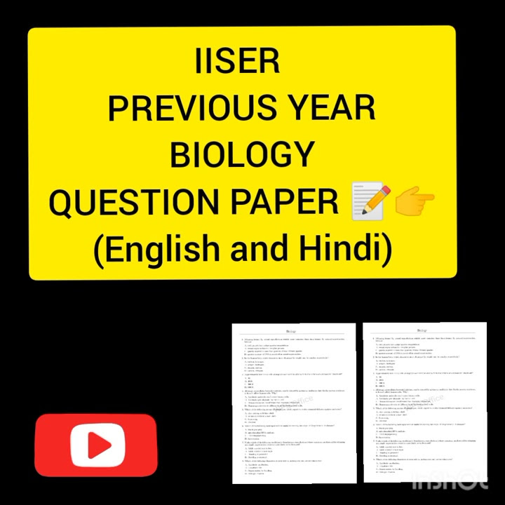 IISER BIOLOGY Sample Question paper (English and Hindi)💥📝 - YouTube