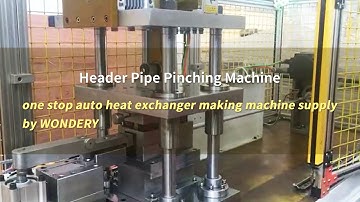 How is the auto condenser header pipe made on a header pipe punching machine?