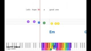HAPPY XMAS - Best Christmas Piano | Easy Piano with lyrics and Chords