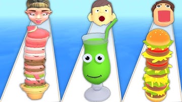 ICE CREAM RUN vs JUICE RUN vs BURGER RUN - Triple Game