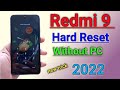 Redmi 9 Hard Reset &amp; Factory Reset | Redmi 9 Pattern MIUI 12 Without PC