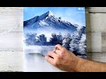 Mountain Lake | Easy Acrylic Painting for Beginners | Abstract Black and White Landscape