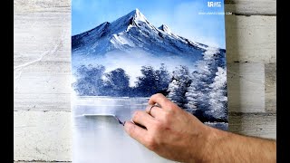 : Mountain Lake | Easy Acrylic Painting for Beginners | Abstract Black and White Landscape