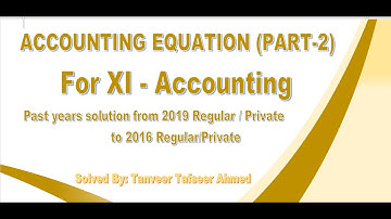Accounting equation from 2019 Reg./Pri. to 2016 Reg./Pri. for XI Accounting.Solved by Tanveer Ahmed