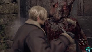 Leon Kills Two Chainsaws in Village Fight - Resident Evil 4 Remake
