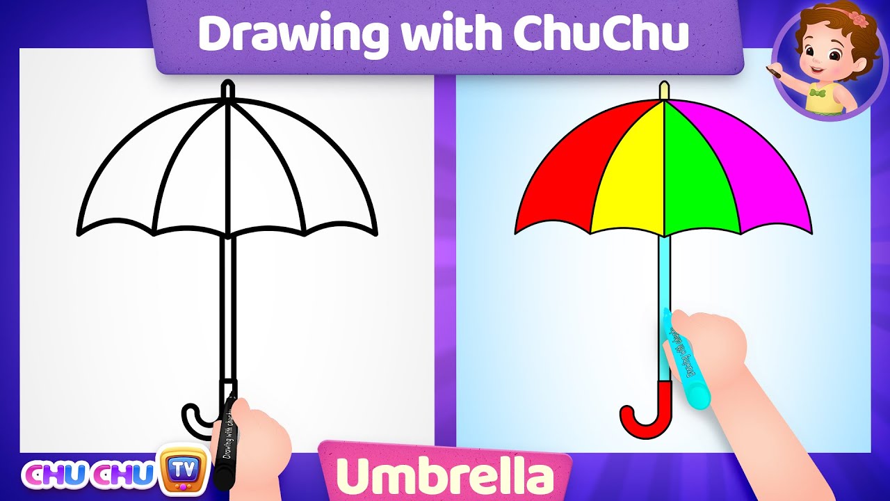 Easy How to Draw an Umbrella Tutorial Video and Coloring Page