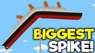 CUTTING A SHIP IN HALF WITH THE BIGGEST SPIKE!  Floating Sandbox Simulator Gameplay