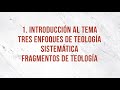 ST5101.1 SPA 2. Introducción al tema. Tres enfoques de Teología sistemática. Fragmentos de  Teología