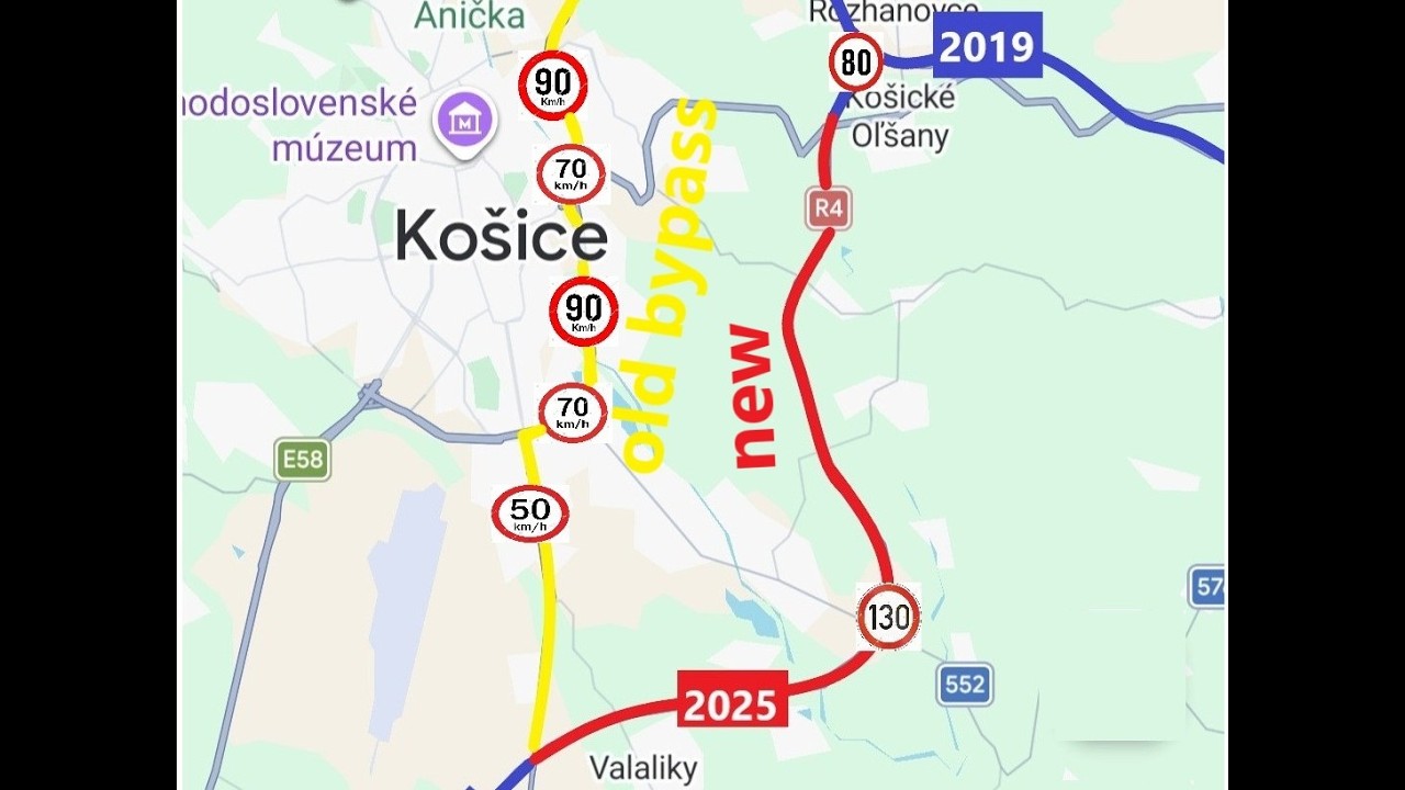 Driving in Slovakia, Via Carpatia| Kosice bypass, old vs new
