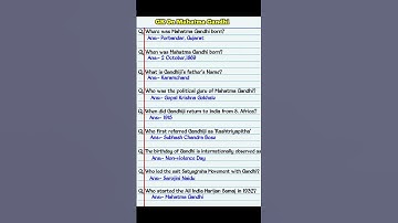 Mahatma Gandhi || Important GK Questions And Answers On Mahatma Gandhi || #shorts || #gandhijayanti