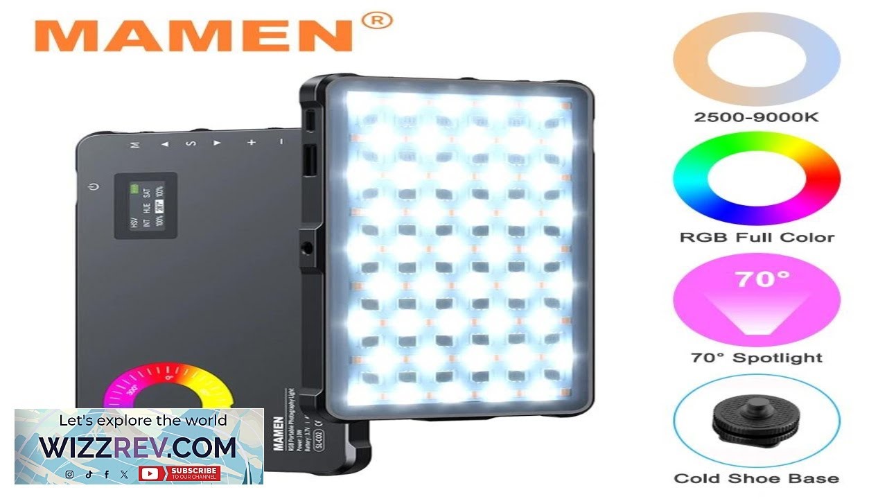 Видеосвет MAMEN 70 Spotlight RGB 2500 9000K LED с аккумулятором 4000 мАч