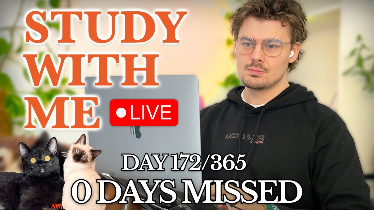 Study With Me (&🐱) LIVE 🚀 2-HOURS — Deep Focus (50/10 Pomodoro) | Cozy UK Rain, No Distractions!
