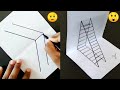 How to Draw 3D Ladder - Optical Illusion - Very Easy Simple Trick Art on Paper