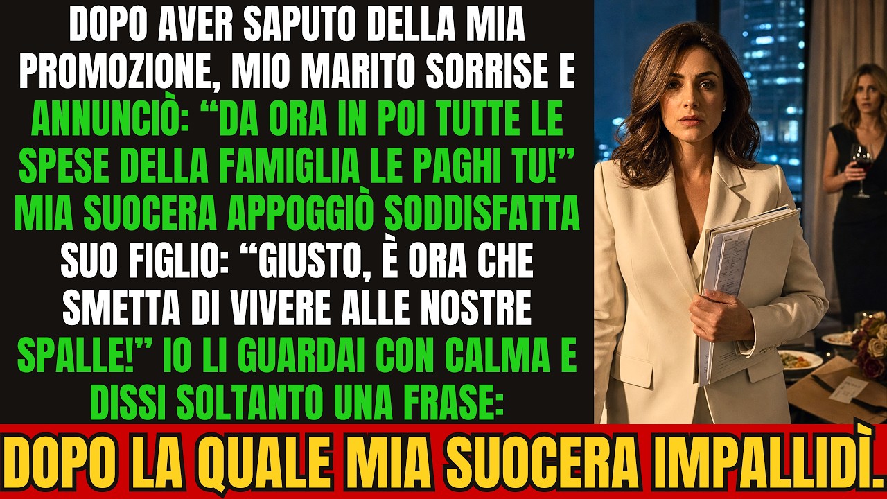 La sera in cui ho ottenuto la promozione, dovevo solo sentirmi abbracciata. Mio marito mi ha guardato con un sorriso strano e ha detto: “Bene, allora da questo momento tutte le spese della...
