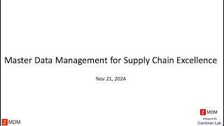 Master Data Management for Supply Chain Excellence
