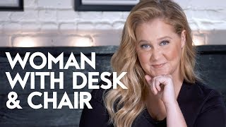 Amy Schumer's Advice on How to Not Give A Shit | Woman with Desk and Chair | InStyle