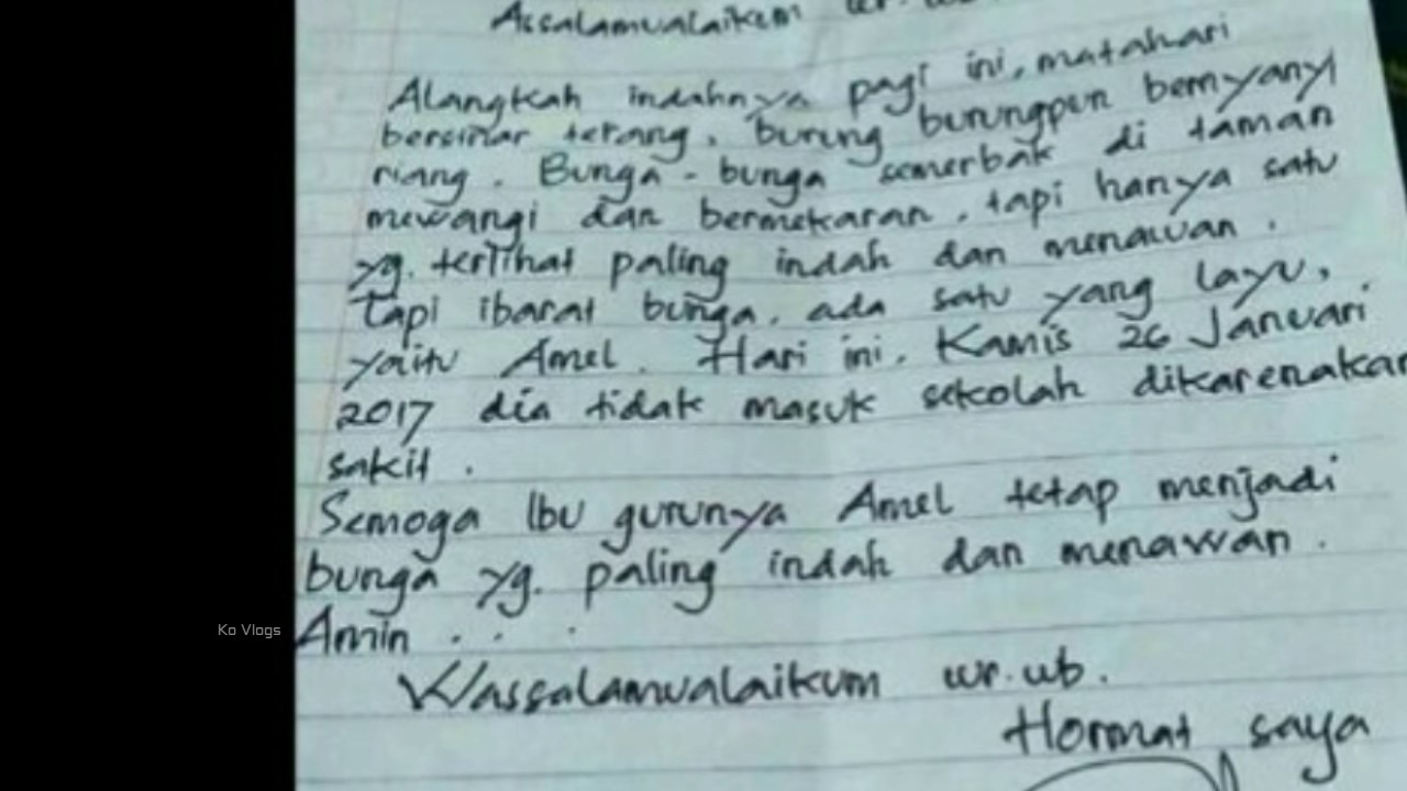 Surat Izin Sakit Ini Ditulis Ayah Amel Untuk Bu Guru Yang Yang