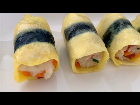 Delicious Rice Ball Wrapped in Egg Roll  Bento box ideas  
