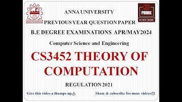 CS3452 THEORY OF COMPUTATION | ANNA UNIVERSITY QUESTION PAPER APR/MAY 2024