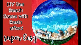 EASY DIY Acrylic Pouring: Beach scene with Resin Effect