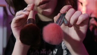 [ASMR] camera brushing w/ mouth sounds