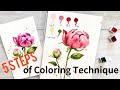 5 Steps of Coloring Technique/ Watercolor technique/ Watercolor tutorial step by step/ Draw with me