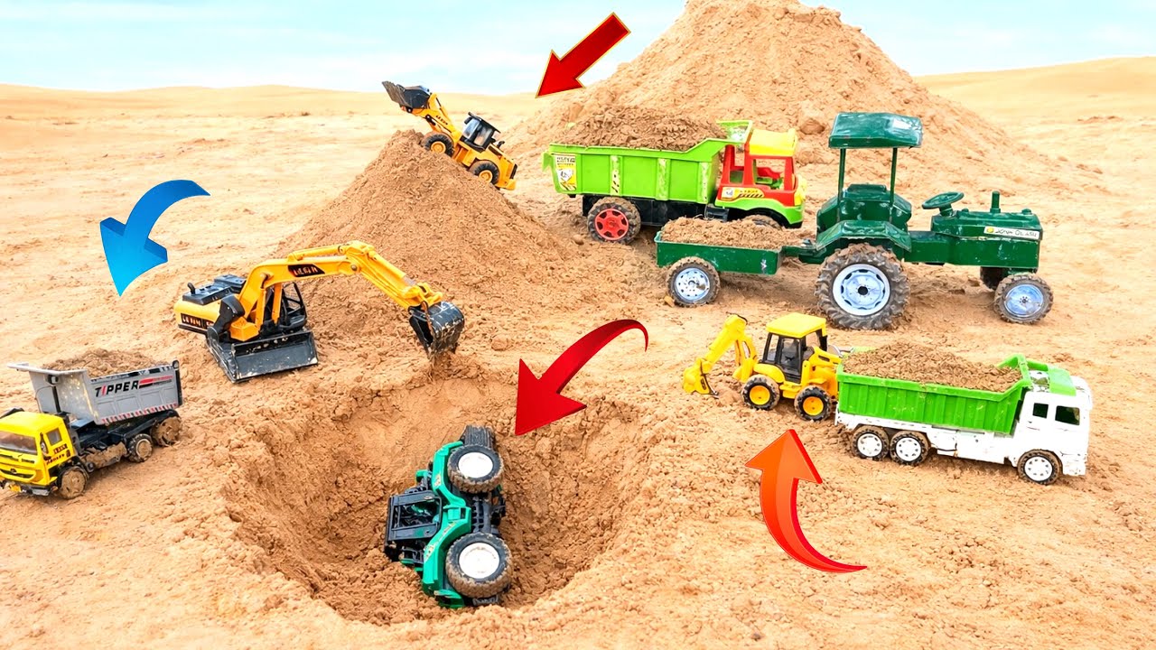 JCB 5CX Loading Sand Tata Tipper Truck 2 Tractor Dumper Pickup | JCB Tractor Cartoon | Mini JCB ?