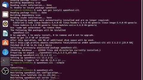 Ookla speedtesting in Ubuntu Terminal