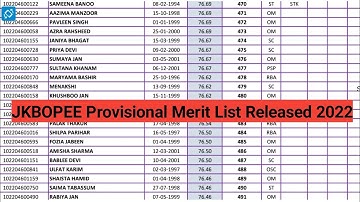 JKBOPEE Releases Provisional Merit List Check Your Name And Rank