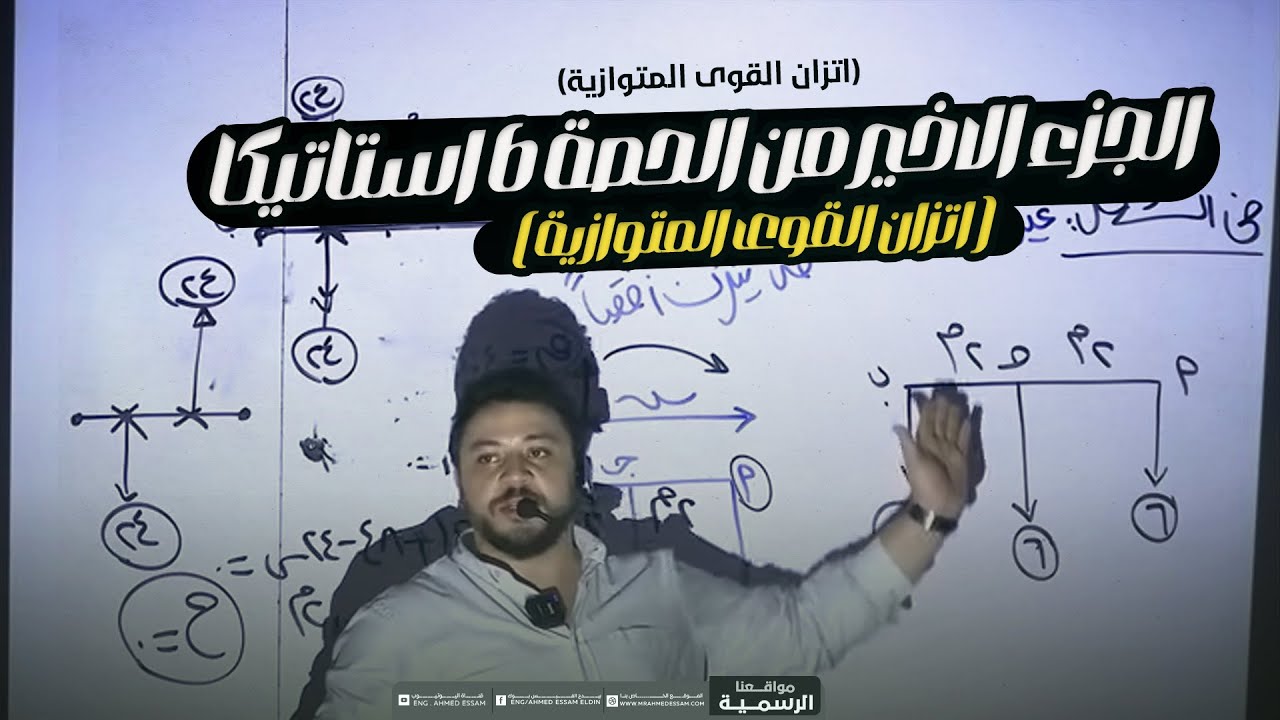 الجزء الاخير من الحصة رقم 6 استاتيكا 2025 (اتزان القوى المتوازية) 🥰
