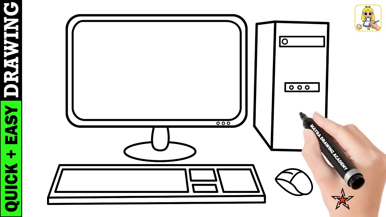Personal computer sketch monitor and keyboard Electronic device personal  computer or pc used for work and study office  CanStock