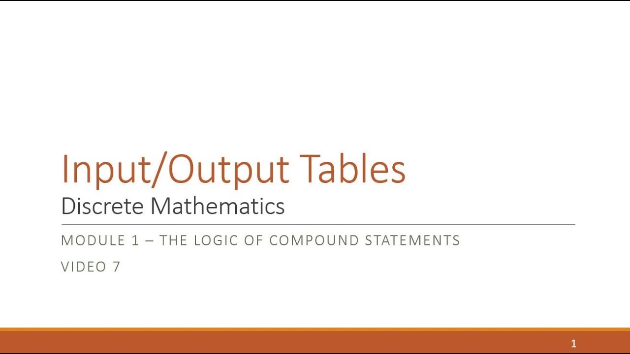 M1 V7 Input Output Tables - YouTube
