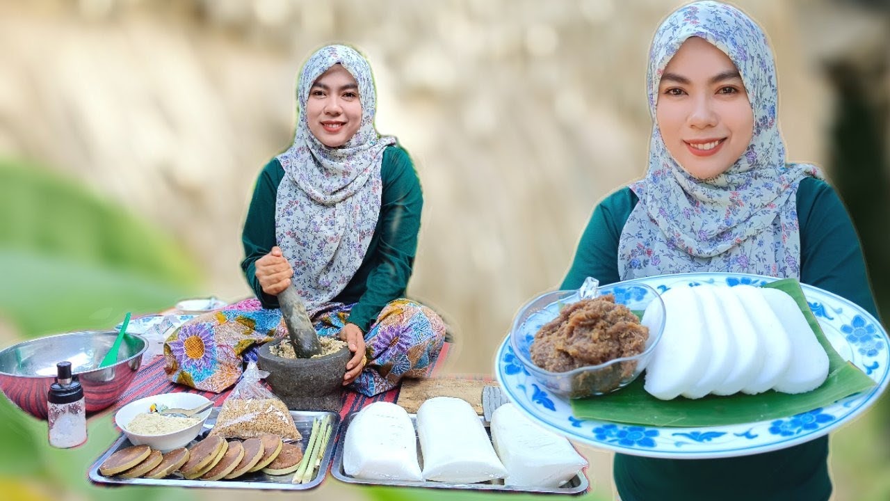 Cara buat sambal nasi kapit || cara membuat lontong || nasi kapit sate ayam