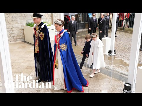 Kate, William, Louis and Charlotte escort King Charles into Westminster Abbey