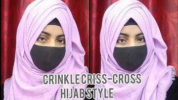 Crinkle Criss Cross Hijab Style With Single Hijab || Full Coverage Hijab Tutorial || #Saniyashaik