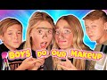 Boys Do Our Makeup! Yikes! Crazy Makeup Tutorial!