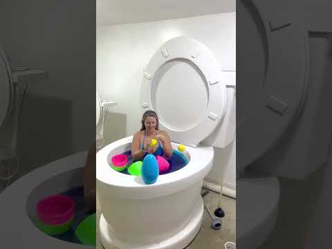 Surprise Egg Challenge Party Game Prank In Giant Toilet Blue Pool With 100 Prize Shorts