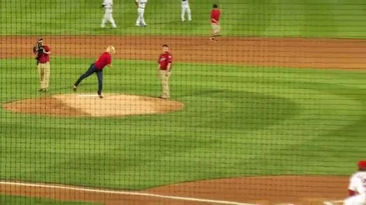 Meredith Jorgensen throws out first pitch