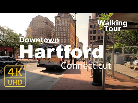 Hartford 4k - Walking Downtown - Connecticut USA | City & Park views