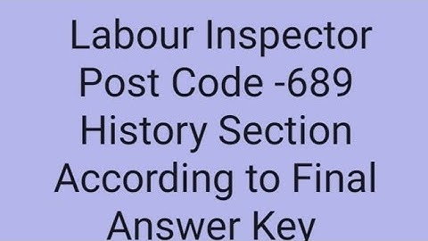 HPSSC Hamirpur (Labour Inspector) (Post Code-689) History Section